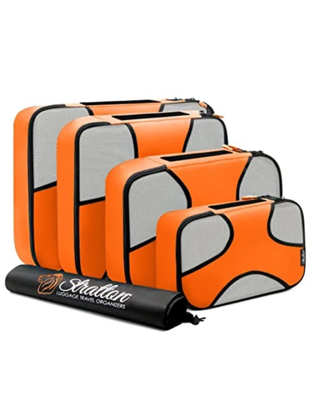 5 Set Packing Cubes Travel Luggage Organizers Laundry Bag Mandarin Orange Nylon